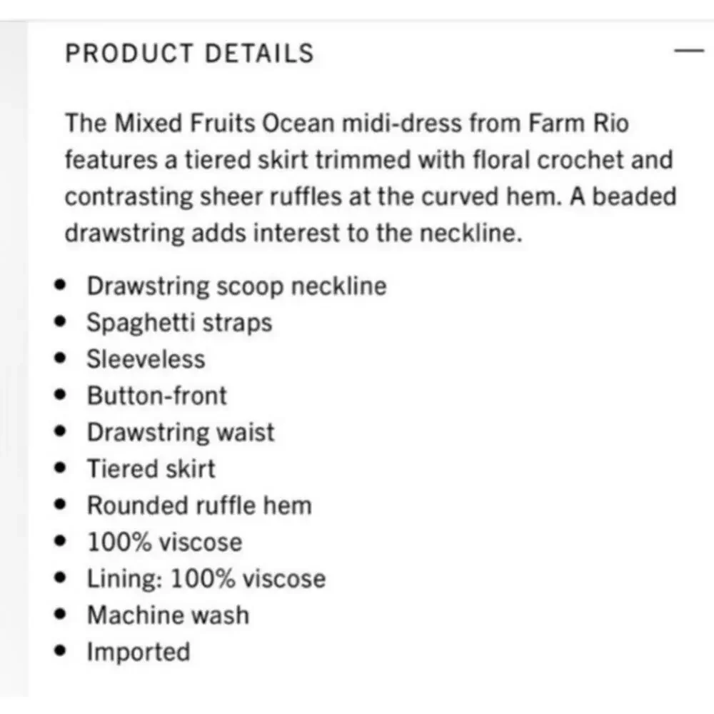 Farm Rio Mixed Fruits Ocean Maxi Dress Tiered Beaded Tassel Tropical Resort XL - Picture 15 of 16